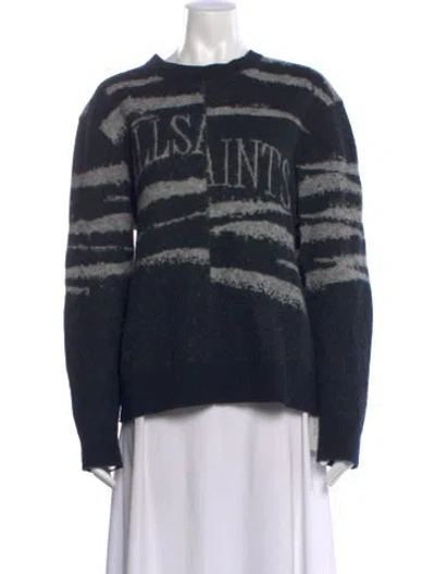 Pre-owned Allsaints Printed Mock Neck Sweater In Black