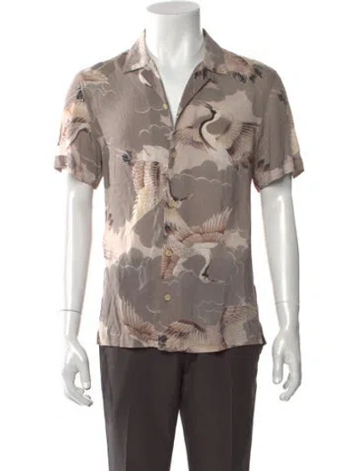 Pre-owned Allsaints Printed Short Sleeve Shirt In Gray