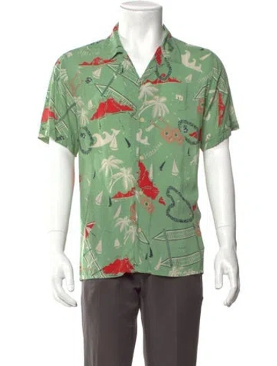 Pre-owned Allsaints Printed Short Sleeve Shirt In Green