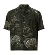 Allsaints Mens Kelp Green Sidewinder Graphic-print Short-sleeve Woven Shirt Xxl In Green