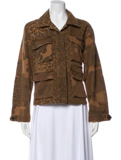 Pre-owned Allsaints Printed Utility Jacket In Brown