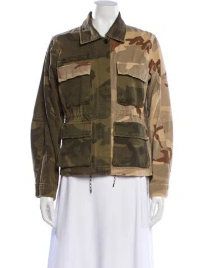 Pre-owned Allsaints Printed Utility Jacket In Green