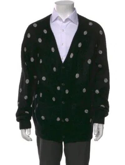 Pre-owned Allsaints Printed V-neck Cardigan In Black
