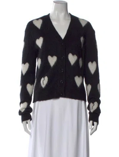 Pre-owned Allsaints Printed V-neck Sweater In Black