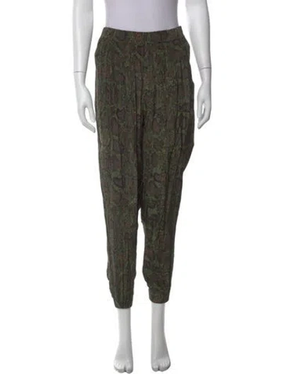 Pre-owned Allsaints Printed Wide Leg Pants In Green