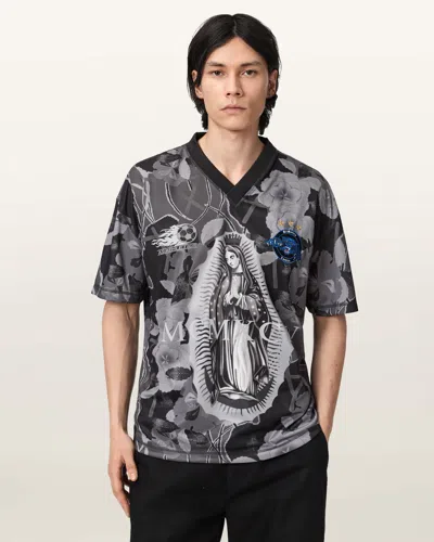 Allsaints Puerto Oversized Short Sleeve Soccer Shirt In Gray