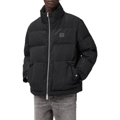 Allsaints Mens Black Pulse Funnel-neck Quilted Puffer Jacket Xs