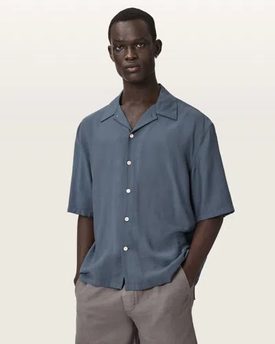 Allsaints Purley Oversized Short Sleeve Shirt In Blue