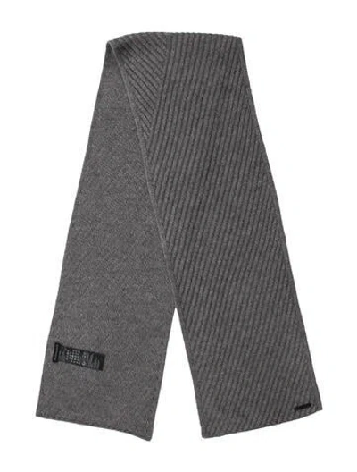 Pre-owned Allsaints 'pursuit Of Happiness' Striped Harness Wool Scarf In Gray