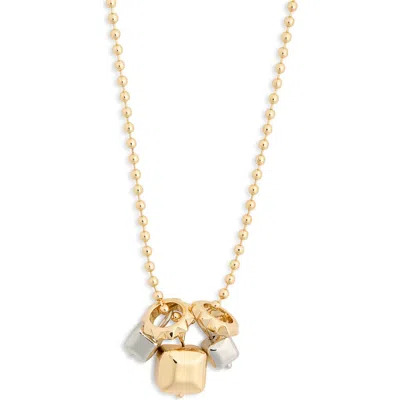 Allsaints Pyramid & Mixed Metal Charm Necklace In Multi
