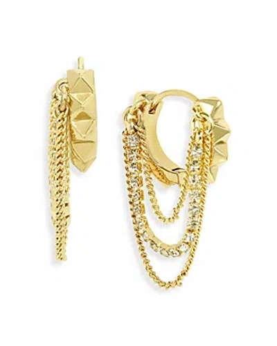 Allsaints Pyramid Chain Hoop Earrings In Gold