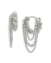 Allsaints Pyramid Chain Hoop Earrings In Silver