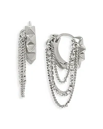 Allsaints Pyramid Chain Hoop Earrings In Metallic