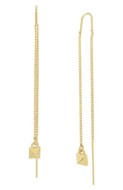 Allsaints Pyramid Drop Threader Earrings In Gold