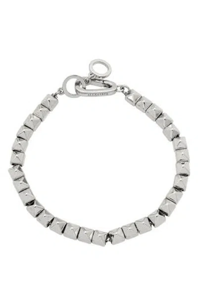Allsaints Pyramid Flex Chain Bracelet In Silver