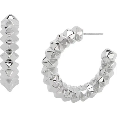 Allsaints Pyramid Hoop Earrings In Silver