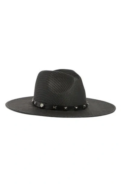 Allsaints Pyramid Stud Panama Hat In Black
