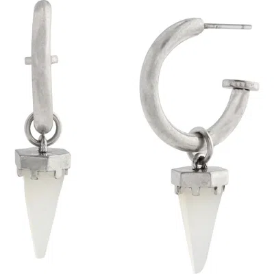 Allsaints Quartz Spike Huggie Drop Earrings In Metallic