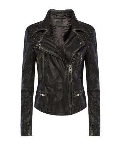 Allsaints Quilted Moto Jacket In Black