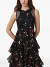 Allsaints Quinn Lace-detail Ruffled Midi Dress In Black