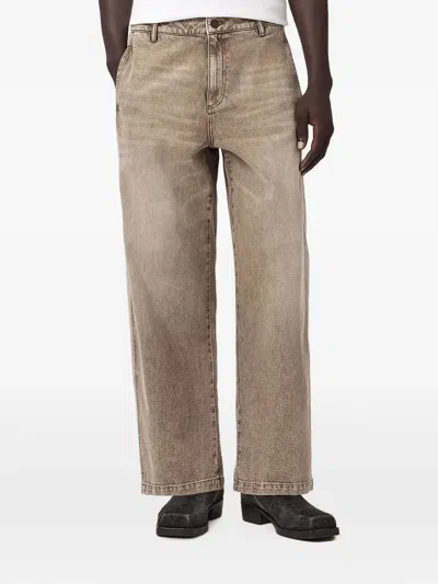 Allsaints Raafi Washed Wide-leg Jeans In Brown
