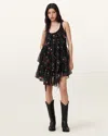 Allsaints Womens Briar Black Rach Floral Print Woven Mini Dress In Briar Black