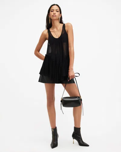 Allsaints Rach Tiered Sheer Top In Black