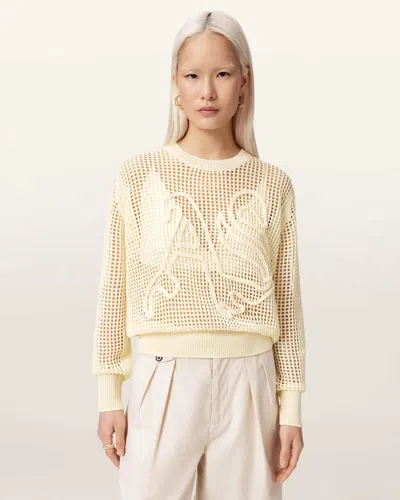 Allsaints Raelyn Relaxed Fit Open Stitch Sweater In Neutral