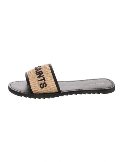 Pre-owned Allsaints Raffia Slides In Multicolor
