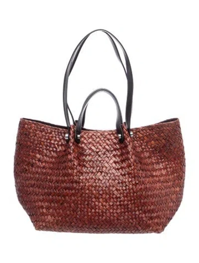 Pre-owned Allsaints Raffia Tote In Brown