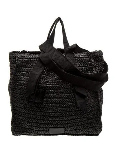 Pre-owned Allsaints Raffia Weekender Bag In Black