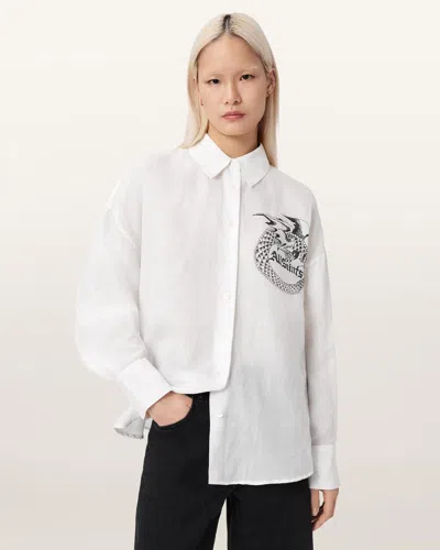 Allsaints Ramie Sparrow Printed Linen Shirt In Multi