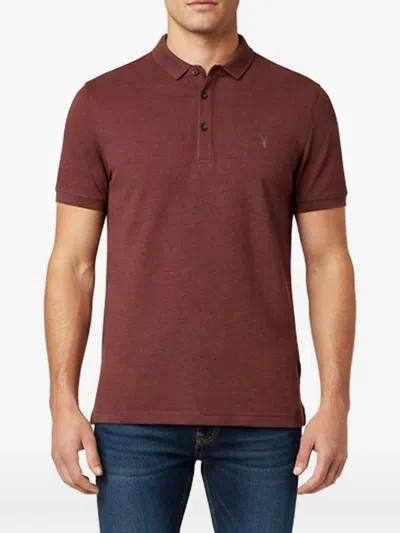Pre-owned Allsaints Ramskull Polo Shirt In Red