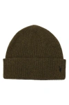 Allsaints Ramskull Wool Beanie In Thyme Green