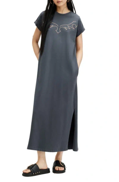 ALLSAINTS RANDAL ANNA EMBROIDERED COTTON T-SHIRT DRESS