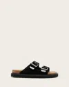 Allsaints Randal Buckled Suede Sandals In Black