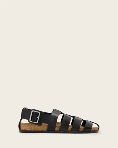 Allsaints Randal Ring Leather Sandals In Black