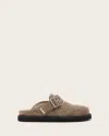 Allsaints Randal Suede Mules In Stone Grey