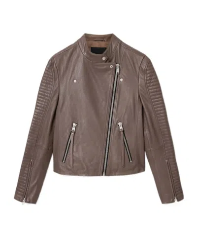 Allsaints Raul Leather Biker Jacket In Brown