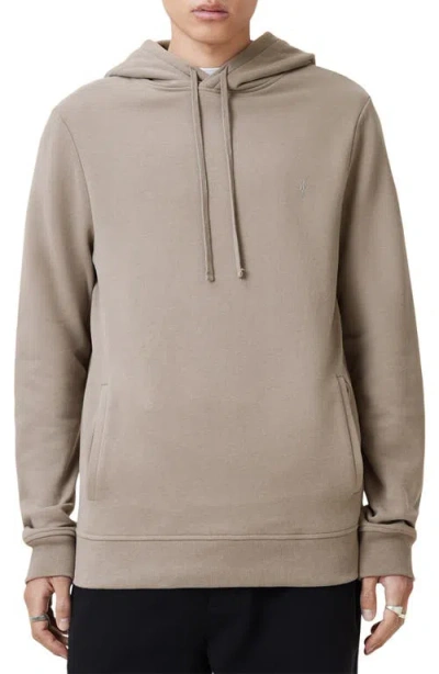 Allsaints Raven Pullover Ramskull Hoodie In Chestnut Brown