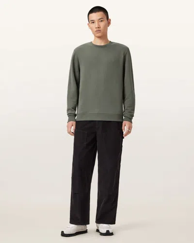 Allsaints Raven Crew Neck Ramskull Sweatshirt In Green