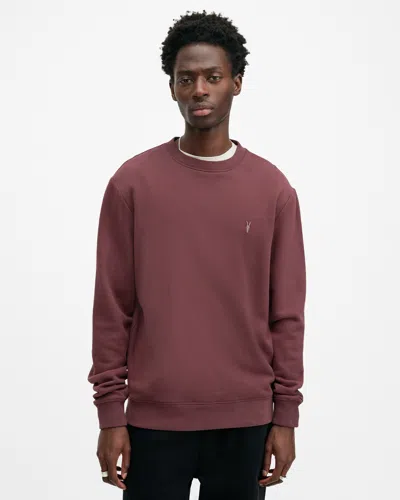 Allsaints Raven Crew Neck Ramskull Sweatshirt In Moretti Red