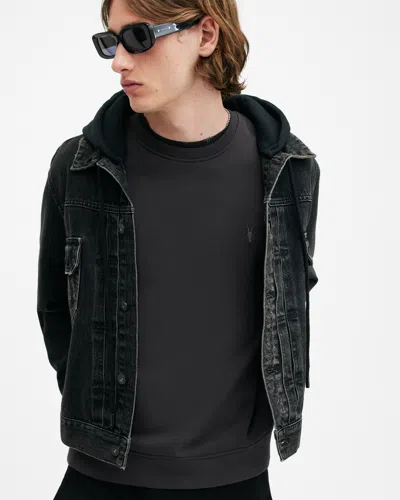 Allsaints Raven Crew Neck Ramskull Sweatshirt In Night Purple