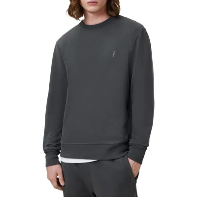 Allsaints Mens Gravestone Gre Raven Logo-embroidered Regular-fit Organic-cotton Sweatshirt In Carter Grey