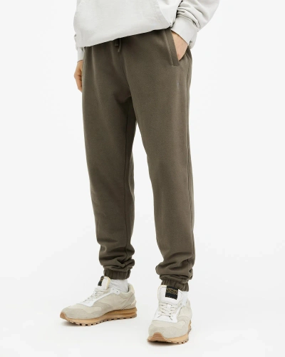 Allsaints Raven Cuffed Slim Fit Ramskull Sweatpants In Ash Khaki Green