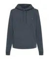 Allsaints Raven Logo Embroidered Drawstring Hoodie In Blue