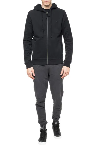 Allsaints 'raven' Logo-embroidered Sweatshirt In Black