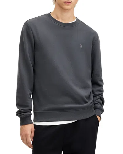 Allsaints Mens Gravestone Gre Raven Logo-embroidered Regular-fit Organic-cotton Sweatshirt In Carter Grey