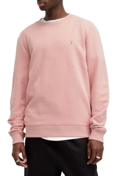 Allsaints Raven Slim Fit Crewneck Sweatshirt In Bramble Pink