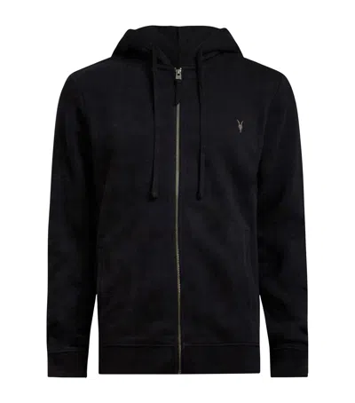 Allsaints Raven Zip-up Hoodie In Black